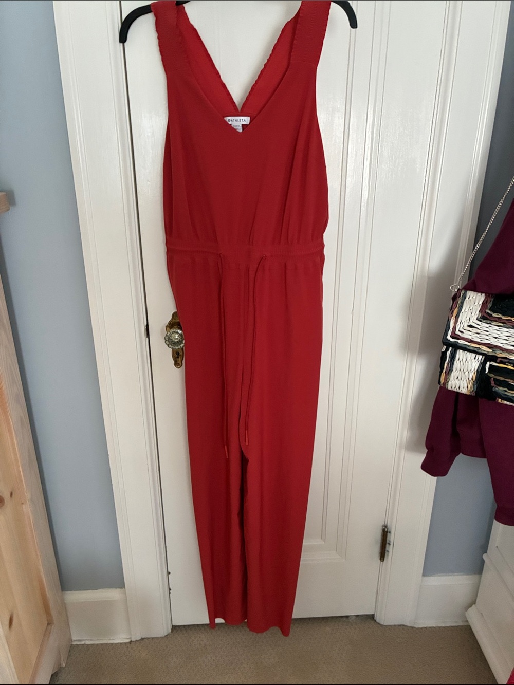 Athleta Bold Red V-Neck Sleeveless Jumpsuit